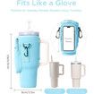 Water Bottle Carrier Bag with Phone Pocket for Stanley 40 or 30 oz Tumbler Neoprene Water Bottle Holder Pouch Blue