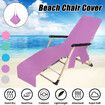 1PC Solid Color Quick Dry Beach Chair Cover Holiday Garden Swimming Pool Lounger Chairs Cover with Storage Pocket Color Green