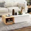 Detachable Coffee Table Bed Side Sofa Cabinet Laptop Desk Wooden Book Shelf Storage Drawer Living Room Furniture High Gloss White Marble Tabletop