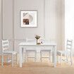 Wooden Table Set Chairs 5 Piece Dining Kitchen Pine Wood Furniture Rectangular White Modern Office Work