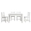 Wooden Table Set Chairs 5 Piece Dining Kitchen Pine Wood Furniture Rectangular White Modern Office Work