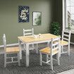 Wooden Table Set Chairs 5 Piece Dining Kitchen Pine Wood Furniture Rectangular Grey Oak Modern Office Work