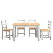 Wooden Table Set Chairs 5 Piece Dining Kitchen Pine Wood Furniture Rectangular Grey Oak Modern Office Work