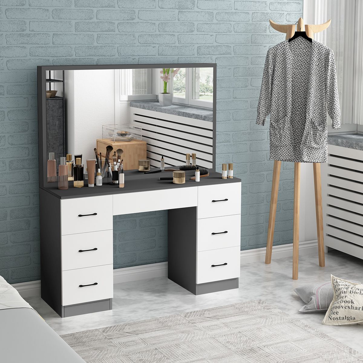 Dressing Makeup Table Vanity Dresser with Mirror for Women Home Bedroom Furniture