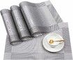 Silver Grey 4 pack 30*45cm Placemats Easy to Clean Plastic Placemat Washable for Kitchen Table Heat - resist and Woven Vinyl Table Mats