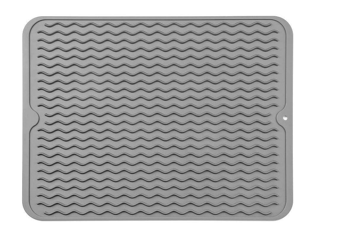 1 pack Grey 30*40cm Silicone Dish Drying Mat for Multiple Usage,Easy clean,Eco-friendly,Heat-resistant,for Counter,Sink,Refrigerator or Drawer liner