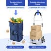 Foldable Shopping Cart Aluminium Storage Trolley Grocery Wheeled Rolling Folding Utility Market Granny Stair Climbing Bag on Wheels 45kg