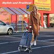 Foldable Shopping Cart Aluminium Storage Trolley Grocery Wheeled Rolling Folding Utility Market Granny Stair Climbing Bag on Wheels 45kg