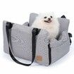 Dog Car Seat for Small Dogs Booster Seat with Storage Pockets & Clip-On Safety Leash Detachable Washable Dog Cat Trave Bed for Dogs Under 25lbs-Grey