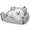 Dog Car Seat for Small Dogs Booster Seat with Storage Pockets & Clip-On Safety Leash Detachable Washable Dog Cat Trave Bed for Dogs Under 25lbs-Grey