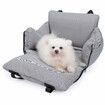 Dog Car Seat for Small Dogs Booster Seat with Storage Pockets & Clip-On Safety Leash Detachable Washable Dog Cat Trave Bed for Dogs Under 25lbs-Grey