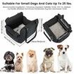 Dog Car Seat for Small Dogs Booster Seat with Storage Pockets & Clip-On Safety Leash Detachable Washable Dog Cat Trave Bed for Dogs Under 25lbs-Black