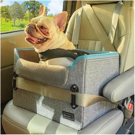 Dog Car Seat for Small Dogs Puppy Dog Booster seat for Car with Clip On Leash Pet Travel Carrier Bed Up to 25lbs Grey Crazy Sales