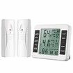 Indoor Outdoor Thermometer, Freezer Refrigerator  Fridge Thermometer  Digital with 2 Sensors, Wireless  Temperature Alarm, Min/Max Trend Display