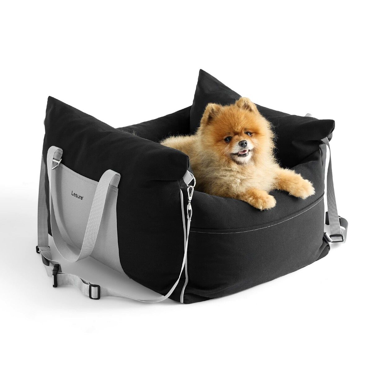 Dog Car Seat for Small Dogs  Waterproof Dog Booster Seat for Car with Storage Pockets Pet Travel Carrier Bed Up to 25lbs (Black)