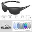 Polarized Sports Sunglasses for Men Driving Cycling Fishing Sun Glasses 100% UV Protection Goggles (Black Mirror)