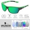 Polarized Sports Sunglasses for Men Driving Cycling Fishing Sun Glasses 100% UV Protection Goggles (Green Mirror)