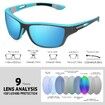 Polarized Sports Sunglasses for Men Driving Cycling Fishing Sun Glasses 100% UV Protection Goggles (Blue Mirror)