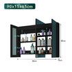 Bathroom Mirror Cabinet Medicine Shaving Storage Organiser Wall Shaver Cupboard Bath Toilet Shower Shelves Furniture Organizer 3 Doors Black