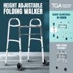3 IN 1 Folding Walker Medical Aid Elderly Mobility Walking Height Adjustable Toilet Outdoor Aluminum Frame Wheels Standard Lightweight