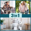 3 IN 1 Folding Walker Medical Aid Elderly Mobility Walking Height Adjustable Toilet Outdoor Aluminum Frame Wheels Standard Lightweight