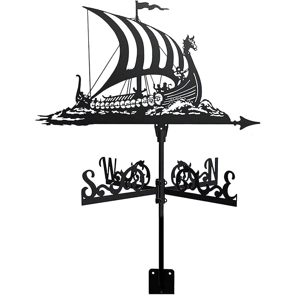 Weather Vane Retro Sailing Boat Fishing Boat Pirate Ship Shape Weathercock,Durable Wind Vane Farm Scene Garden Stake,Weathervane Stainless Steel Decorative