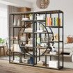 Bookshelf Display Tier Shelf CD DVD Photo Storage Media Rack Plant Ornament Holder Metal Shelving Black Room