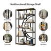 Bookshelf Display Tier Shelf CD DVD Photo Storage Media Rack Plant Ornament Holder Metal Shelving Black Room