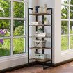 Bookshelf Display 6 Tier Shelf S Shape CD DVD Photo Storage Media Rack Plant Ornament Holder Metal Shelving Room