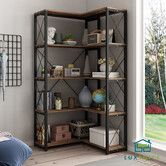 Bookshelf Display Corner Shelf 4 Tier CD DVD Photo Storage Media Rack Plant Ornament Holder Metal Shelving Black