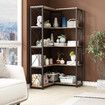 Bookshelf Display Corner Shelf 4 Tier CD DVD Photo Storage Media Rack Plant Ornament Holder Metal Shelving Black