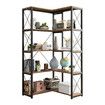 Bookshelf Display Corner Shelf 4 Tier CD DVD Photo Storage Media Rack Plant Ornament Holder Metal Shelving Black