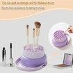 Makeup Brush Cleaner Mat 3 in 1 Silicone Makeup Brush Cleaner Bowl with Brush Drying Holder Cosmetic Brushes Cleaning Tool Organizer for Storage & Air Dry (Purple)