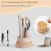 Makeup Brush Cleaner Mat 3 in 1 Silicone Makeup Brush Cleaner Bowl with Brush Drying Holder Cosmetic Brushes Cleaning Tool Organizer for Storage & Air Dry (Khaki)