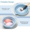 Foldable Silicone Makeup Brush Cleaner Bowl,Portable Cleaning Tool for Brushes,Powder Puffs,and Sponges (Blue)