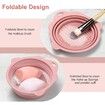 Foldable Silicone Makeup Brush Cleaner Bowl,Portable Cleaning Tool for Brushes,Powder Puffs,and Sponges (Pink)