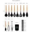 11 Pcs Silicone Cooking Utensils Kitchen Utensil Set Heat Resistant,Spoon, Brush, Whisk, Wooden Handle Black Kitchen Gadgets with Holder for Cookware Color Green