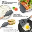 11 Pcs Silicone Cooking Utensils Kitchen Utensil Set Heat Resistant,Spoon, Brush, Whisk, Wooden Handle Black Kitchen Gadgets with Holder for Cookware Color Black