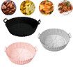 3 Pack, Pink+Grey+Black, Air Fryer Silicone Liners Pot for 3 to 5 QT, Replacement of Flammable Parchment Paper, Reusable Baking Tray Oven Accessories