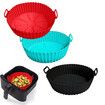 3 Pack, Red+Blue+Black, Air Fryer Silicone Liners Pot for 3 to 5 QT, Replacement of Flammable Parchment Paper, Reusable Baking Tray Oven Accessories