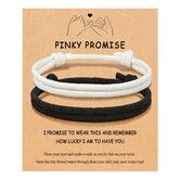 Adjustable Rope Couples Bracelets for Men,Boyfriend,Girlfriend,Soulmate,Husband,Wife - Anniversary Valentines Day Birthday Christmas Gift for Him and Her (Black White/Pinky Promise)