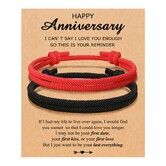 Adjustable Rope Couples Bracelets for Men,Boyfriend,Girlfriend,Soulmate,Husband,Wife - Anniversary Valentines Day Birthday Christmas Gift for Him and Her (Black Red/Anniversary)