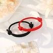 Adjustable Rope Couples Bracelets for Men,Boyfriend,Girlfriend,Soulmate,Husband,Wife - Anniversary Valentines Day Birthday Christmas Gift for Him and Her (Black Red/Anniversary)