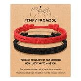 Adjustable Rope Couples Bracelets for Men,Boyfriend,Girlfriend,Soulmate,Husband,Wife - Anniversary Valentines Day Birthday Christmas Gift for Him and Her (Black Red/Pinky Promise)