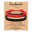 Adjustable Rope Couples Bracelets for Men,Boyfriend,Girlfriend,Soulmate,Husband,Wife - Anniversary Valentines Day Birthday Christmas Gift for Him and Her (Black Red/Soulmate)