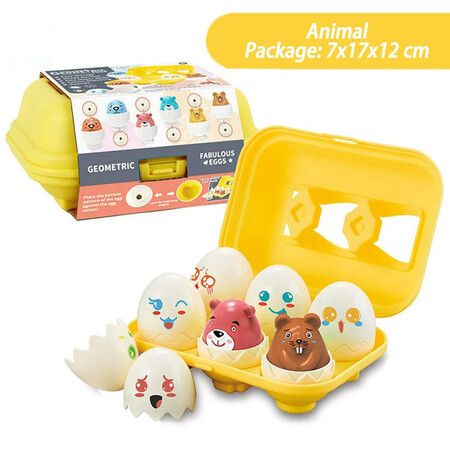 6p Eggs Set With Matching Easter Egg Set Without Electricity, Color And Shape Recognition, Early Education Puzzle Toys, Christmas Gifts Animal