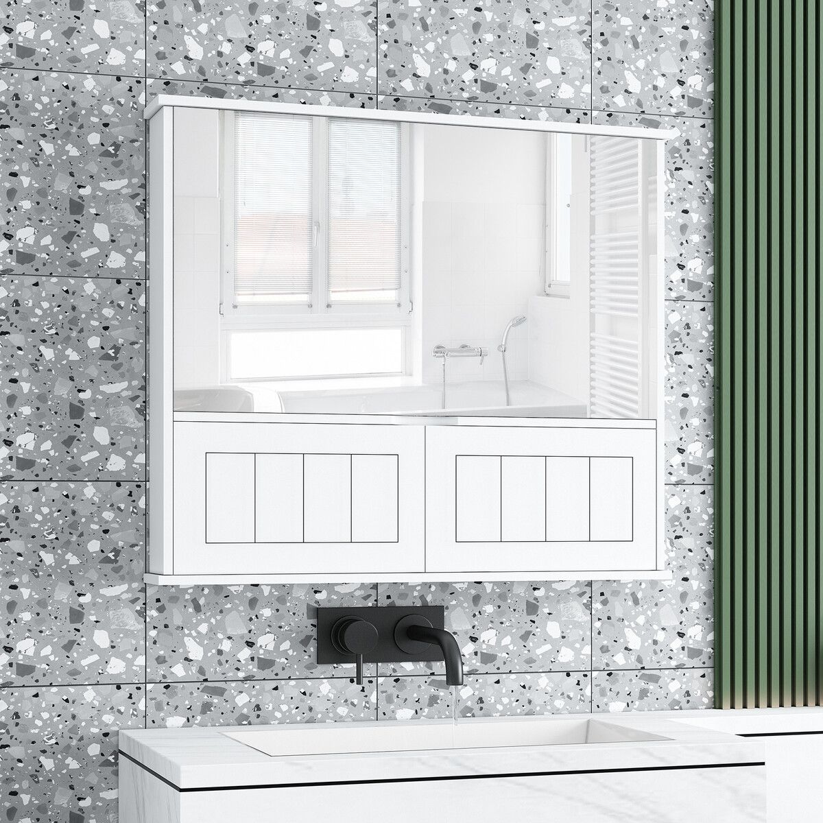 Bathroom Mirror Cabinet Shaver Medicine Shaving Wall Storage Organiser ...