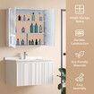 Bathroom Mirror Cabinet Shaver Medicine Shaving Wall Storage Organiser Bath Cupboard Toilet Organizer Furniture Shelves with 4 Doors White