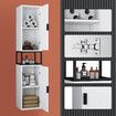 Bathroom Storage Cabinet Shower Medicine Organiser Shelves Display Cupboard Tall Narrow Corner Floor Unit Tallboy Furniture LED Light 2 Doors White