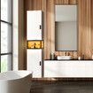 Bathroom Storage Cabinet Shower Medicine Organiser Shelves Display Cupboard Tall Narrow Corner Floor Unit Tallboy Furniture LED Light 2 Doors White